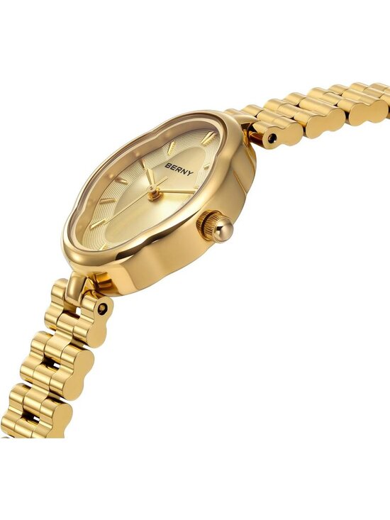 Women\'s All Gold Vintage Copper Mirrors Shape Dainty Ladies Quartz Luxury Watch main image 5